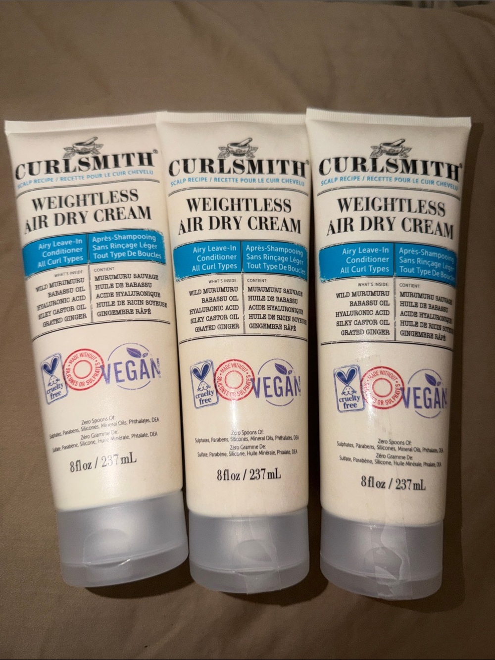 Three pack of Curlsmith Weightless Air Dry Cream - White